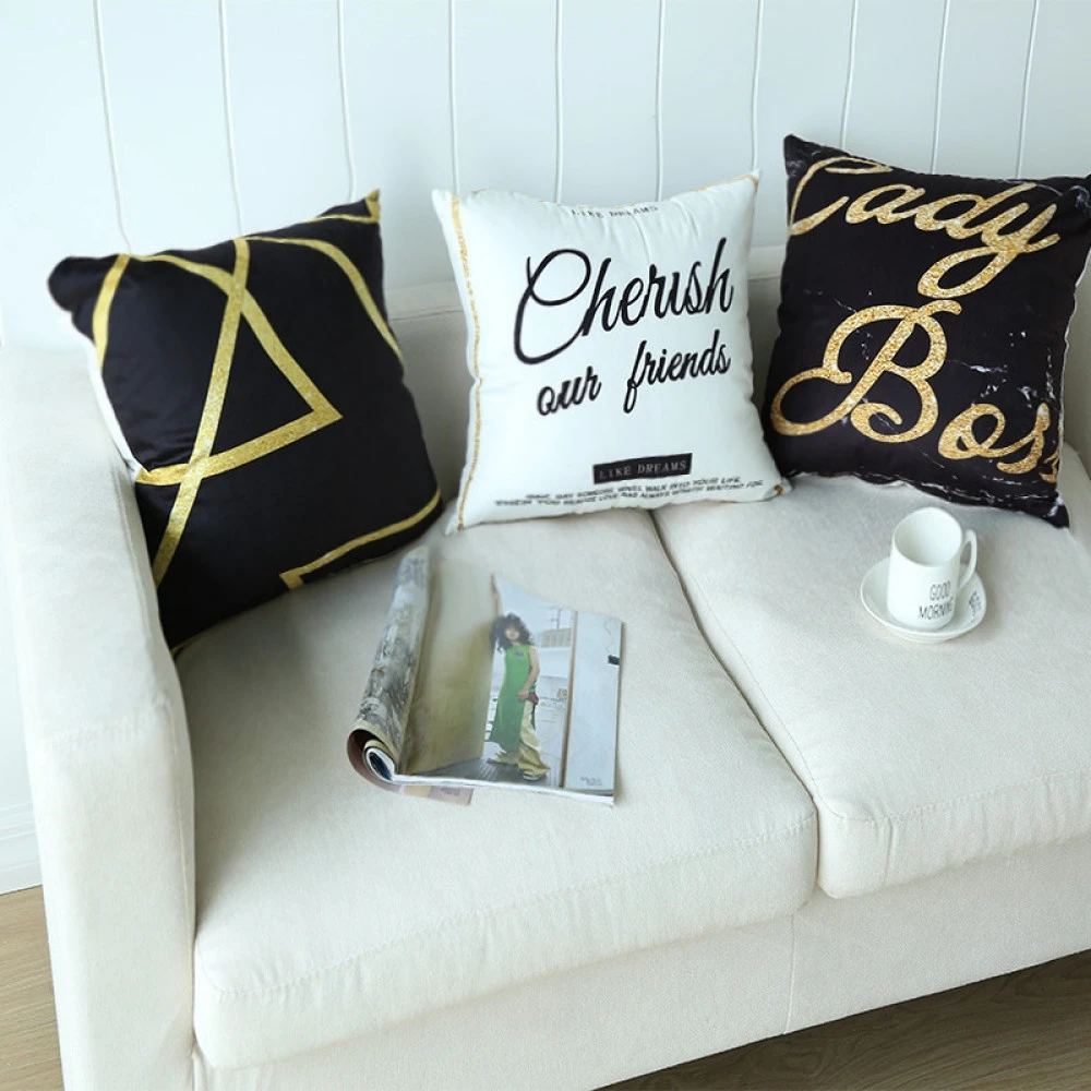 Чехол для подушки на сиденье 45x45 см толстый чехол скандинавский мрамор черный