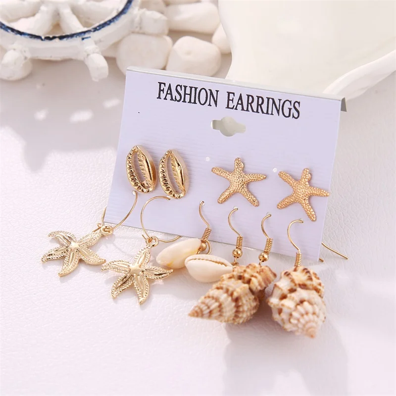 Комплект сережек для женщин 6 пар/уп. богемные длинные серьги кисточки в виде