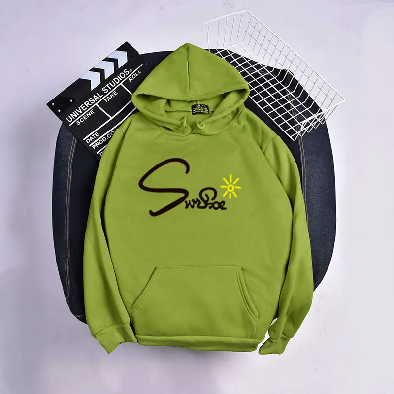 

New Autumn And Winter Loose Japan Korean Loose Harajuku Style Sweatshirt Kawaii Letter Sun Print Pattern Fleece Female Hoodies