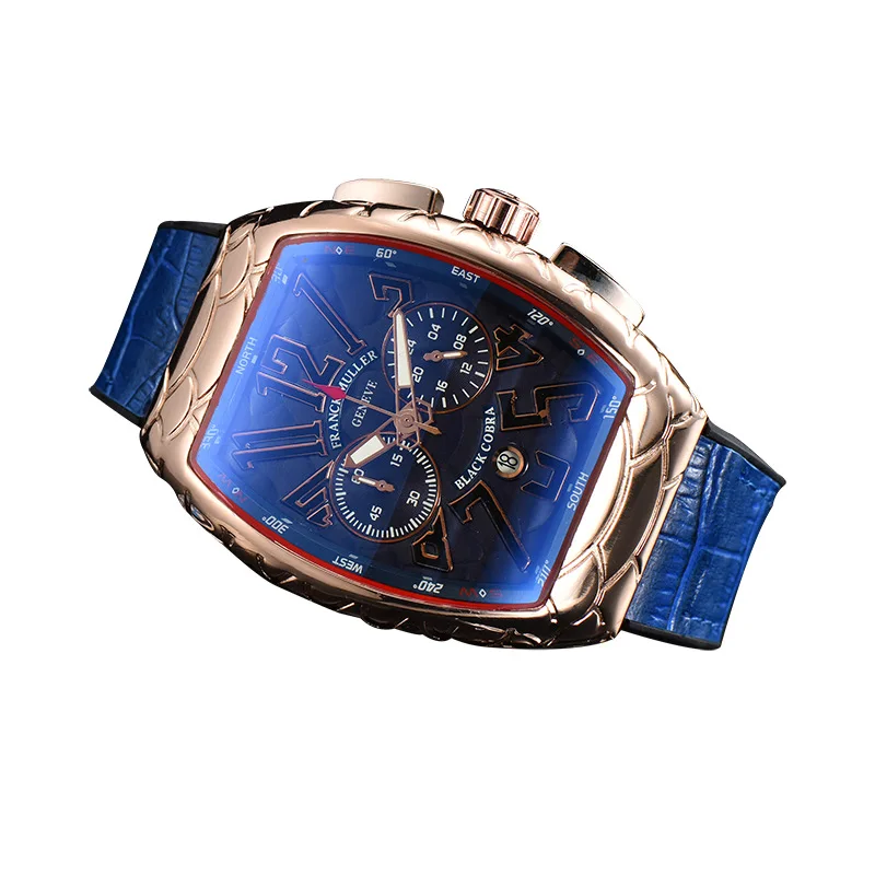 

Clothing accessories Quartz Watch 8122 fish scale body design single calendar six needle wine barrel large dial quartz watch