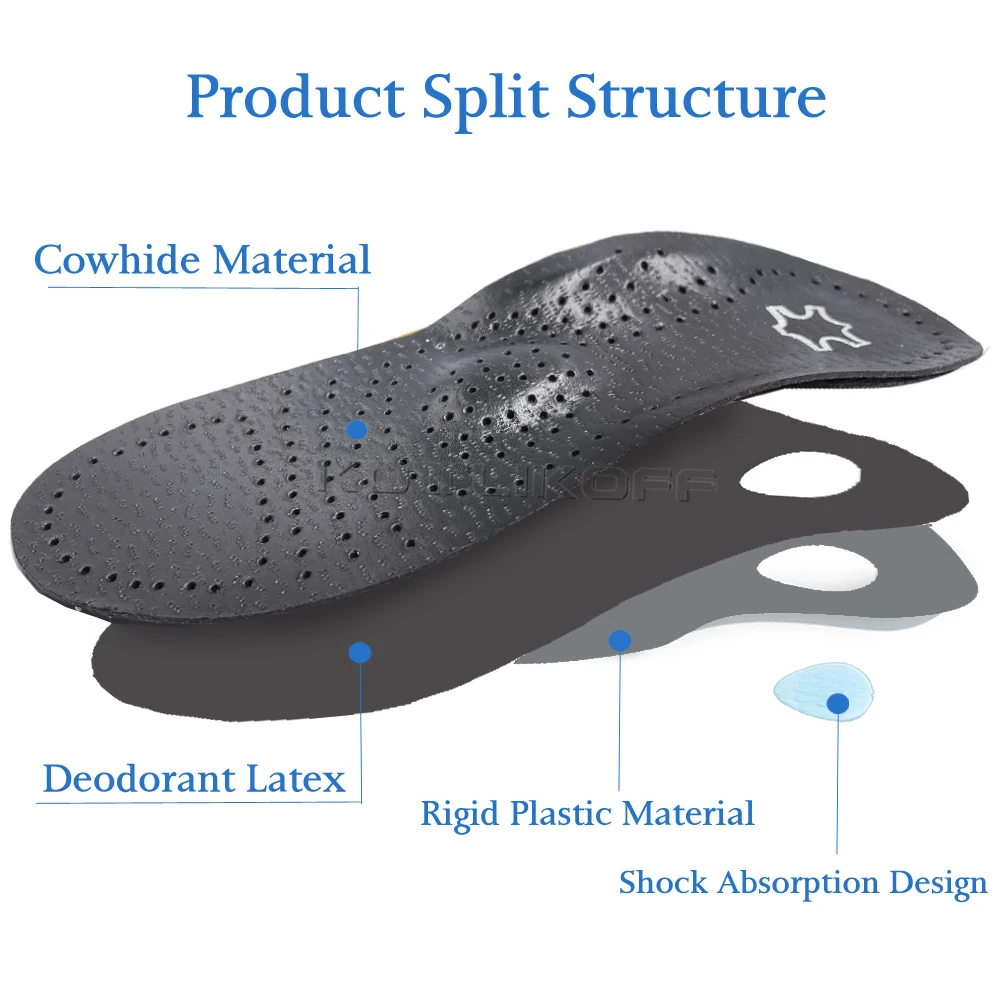 Leather Orthotics Insole For Shoes Sole Flat Foot Arch Support Varus Valgus O/X Leg Orthopedic Full/Half Shoe Pads Unisex