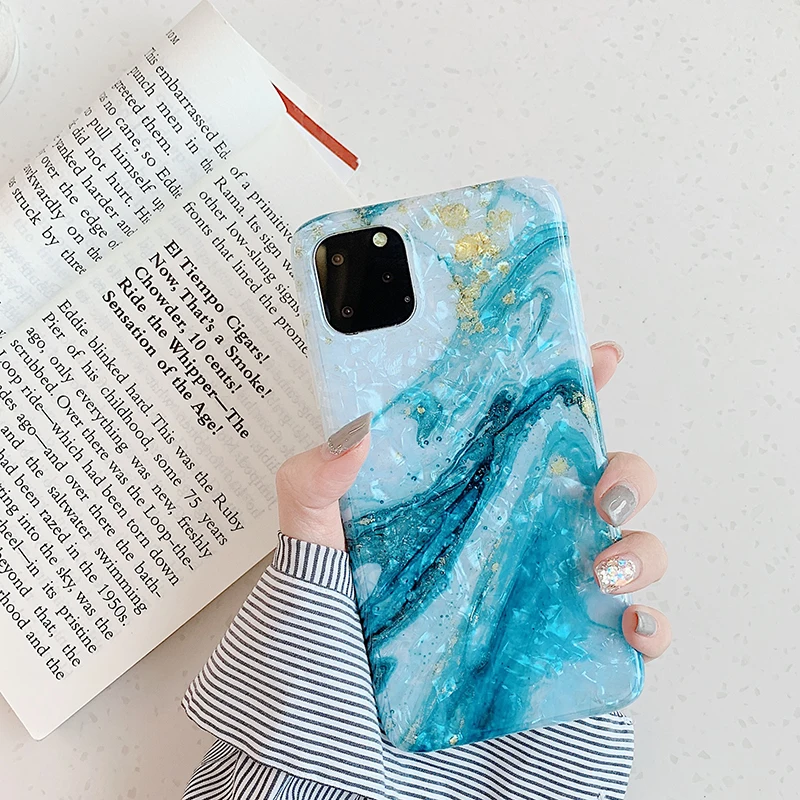 Оболочка текстуры синие Чехлы под мрамор для iPhone 11 Pro MAX X XR XS MAX Gold flow choi мягкий чехол для iPhone 8 7 6 6S Plus задняя крышка
