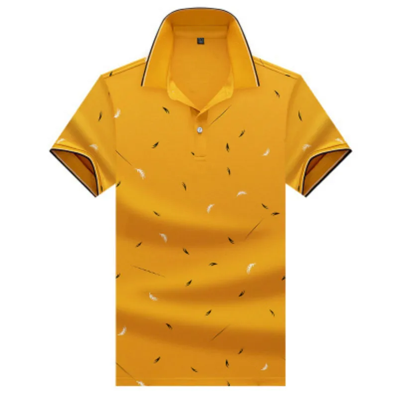 Мужская Повседневная рубашка поло из хлопка с коротким рукавом и принтом перьев