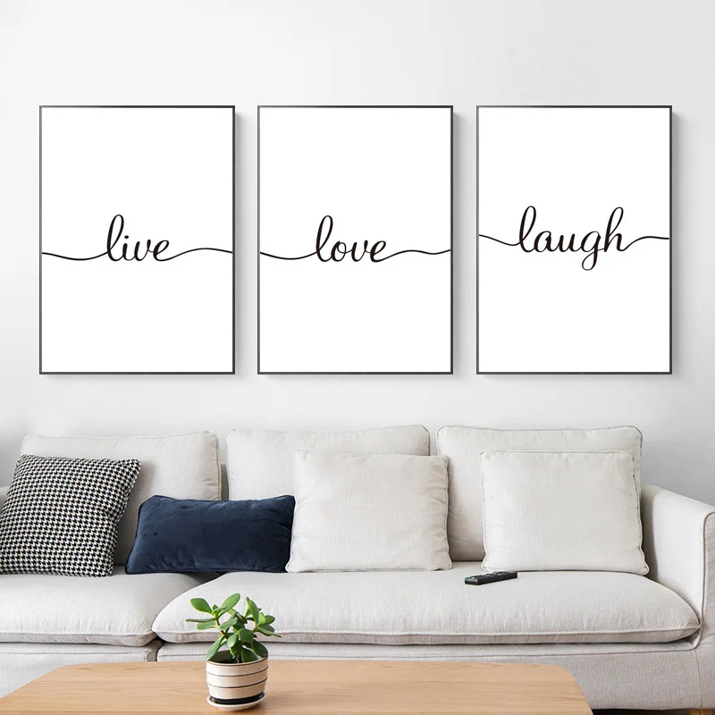 

Black and White English Alphabet Poster Printing Letter Love Wall Picture Canvas Painting Home Wall Decoration Picture