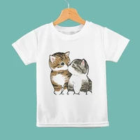 french new arrivals tee shirt enfant fille so cute little cats print kids shirt y2k fashion tops tumblr boys girls clothes