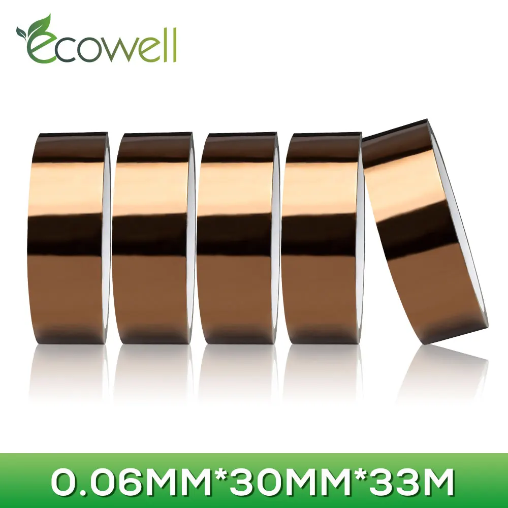 

Термостойкая полиимидная изоляционная лента Ecowell, ширина 6/10/20/25/30 мм, каптон-tpae типа каптон, 33 м, 5 шт.