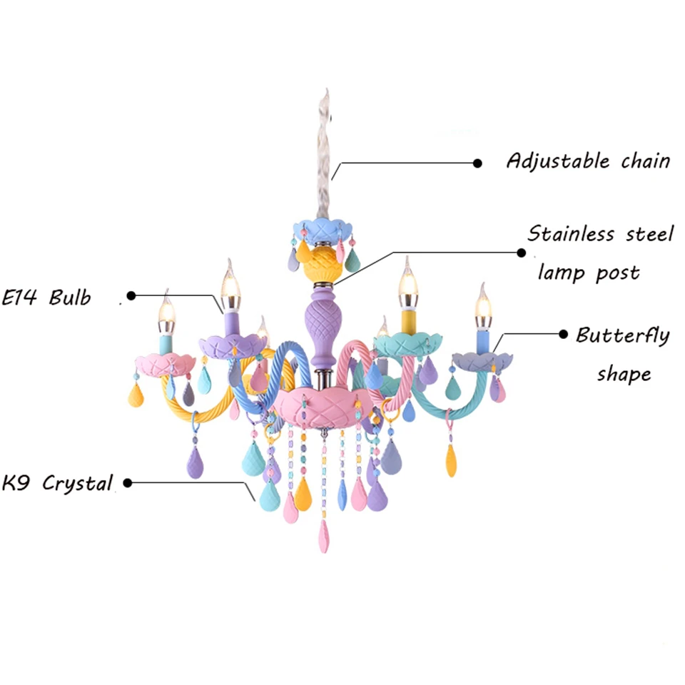 Светодиодная люстра E14 в скандинавском стиле с радужными конфетами освещение для