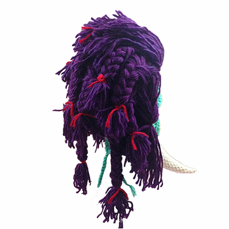 

Funny Large Fangs Wig Beanie Winter Handmade Women Men Knitted Mask Hat Party Halloween Cool Gift Hats Cosplay Crocheted Beanies