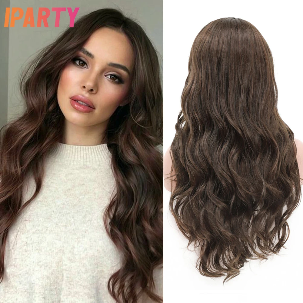 Волнистые волосы темно коричневого цвета в стиле &quotЛолита&quot синтетический