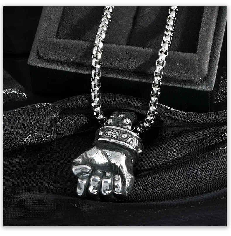 Мощное Мужское Ожерелье Ретро Крепкий Кулак Кулон Ожерелья Цепи Из Нержавеющей