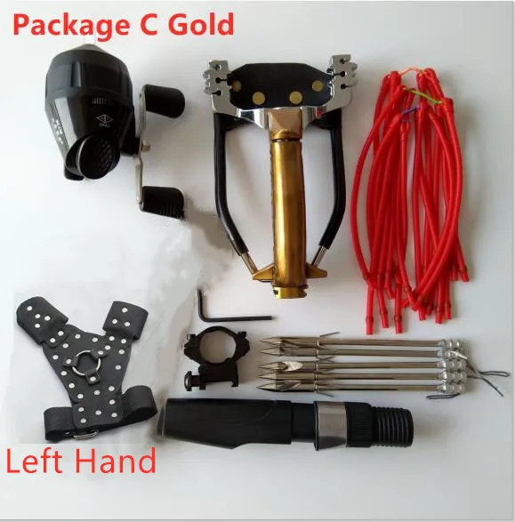 Package C Gold Left Новинка, Рогатка из нержавеющей стали для рыбной ловли, дротика для охоты, рыбалки, рогатки, катапульта, Уличное оборудование - Цвет: Package C Gold Left