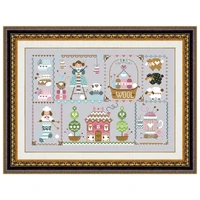 knitting girl cross stitch kit cartoon pattern design 18ct 14ct 11ct silver canvas embroidery diy