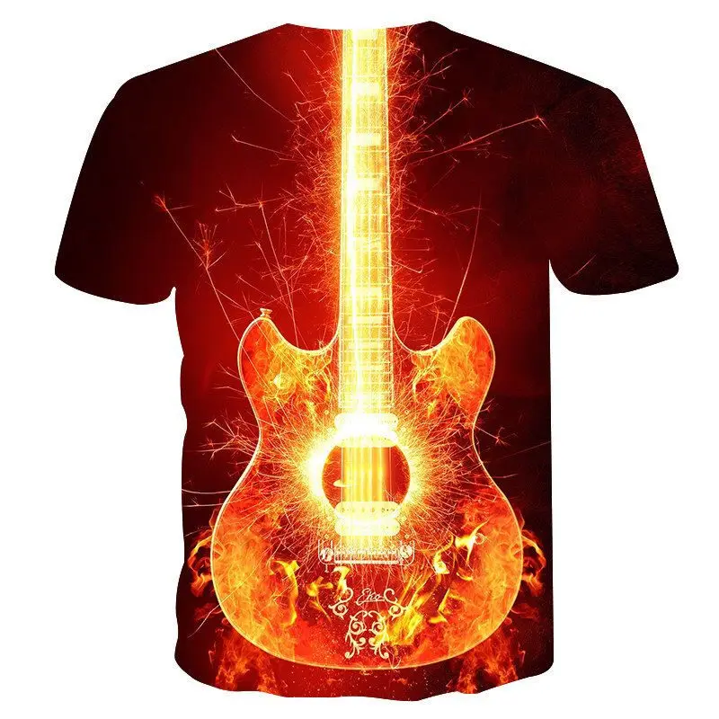 2019 Мужская футболка с музыкальной тематикой футболки 3d гитарой повседневная