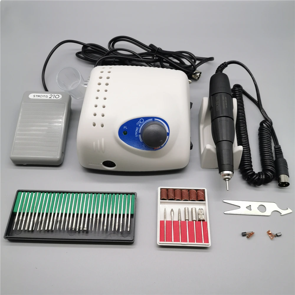 1Set Equipment 35000 об/мин Мощный 210 102L 65 Вт Электрический сверлильный станок для ногтей 210 модель наконечника маникюр педикюр сверло пилка оборудование для дизайна ногтей - Цвет: 1Set Equipment