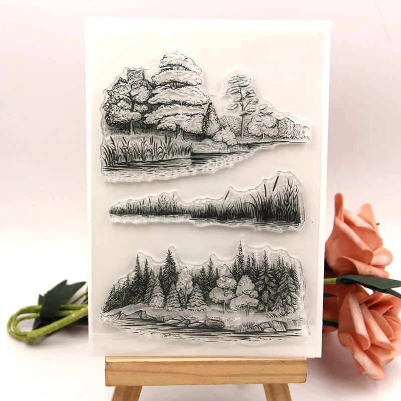 

KLJUYP Forest Background Clear Stamps Scrapbook Paper Craft Clear stamp scrapbooking