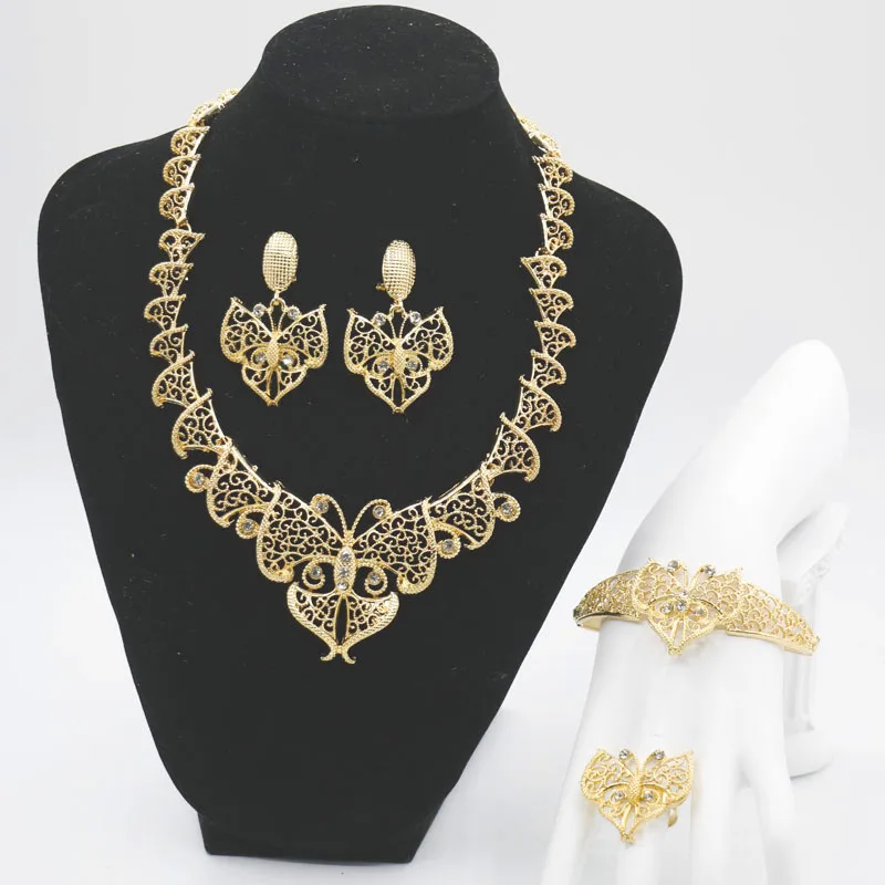 

2021 Fashion Exquisite Noble Gold Earrings Set Wholesale Nigerian Wedding Women Accessories Jewelry Set Bran