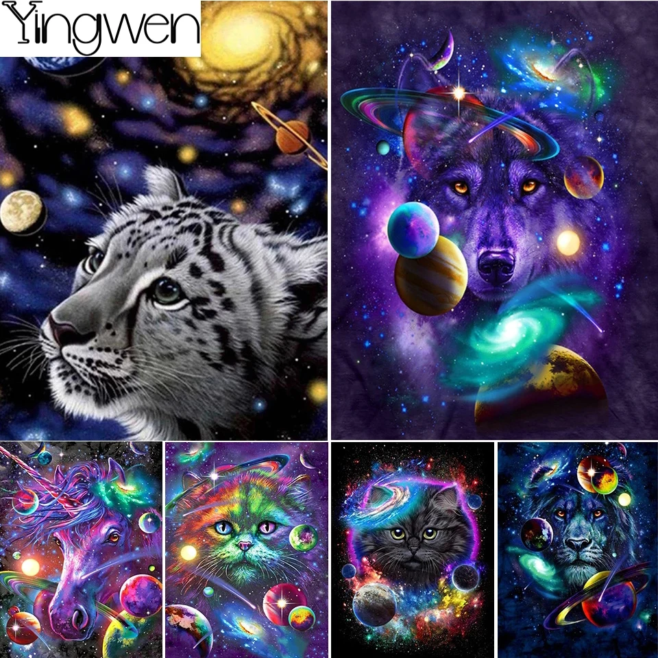 

Tiger Unicorn Cat 5D DIY Diamond Painting Space Animals Cross Stitch Full Diamond Embroidery Mosaic Diamond Picture Home Decor