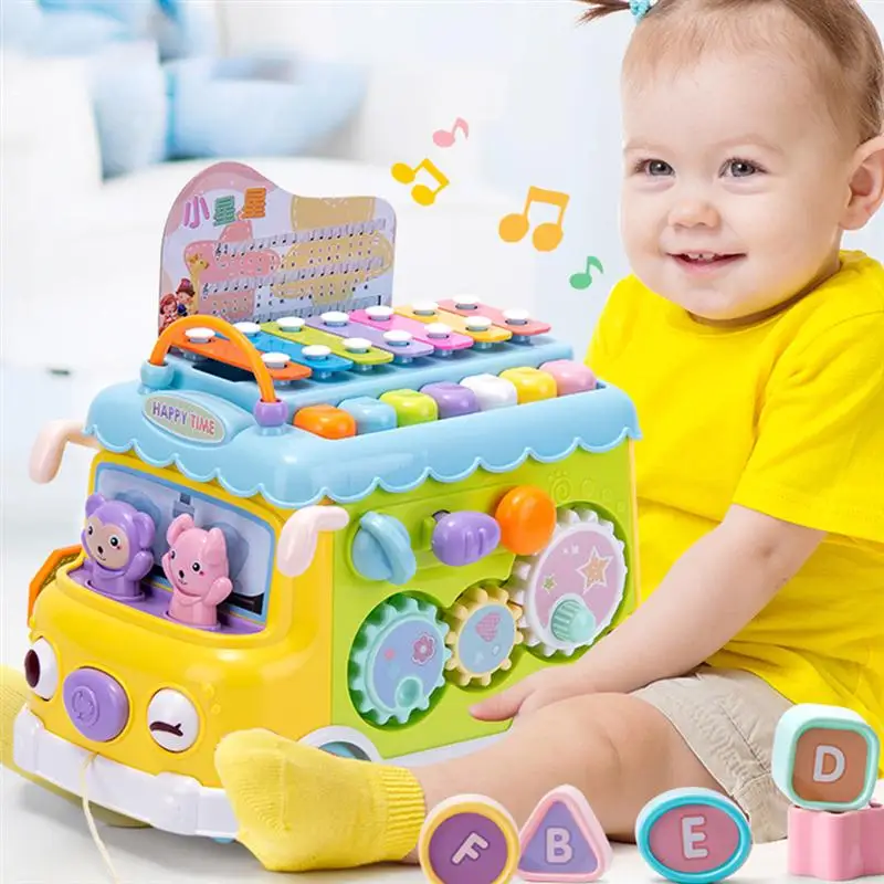 

1Pc Bus Shape Xylophone School Bus Toy Educational Playthings Xylophone Baby Toy