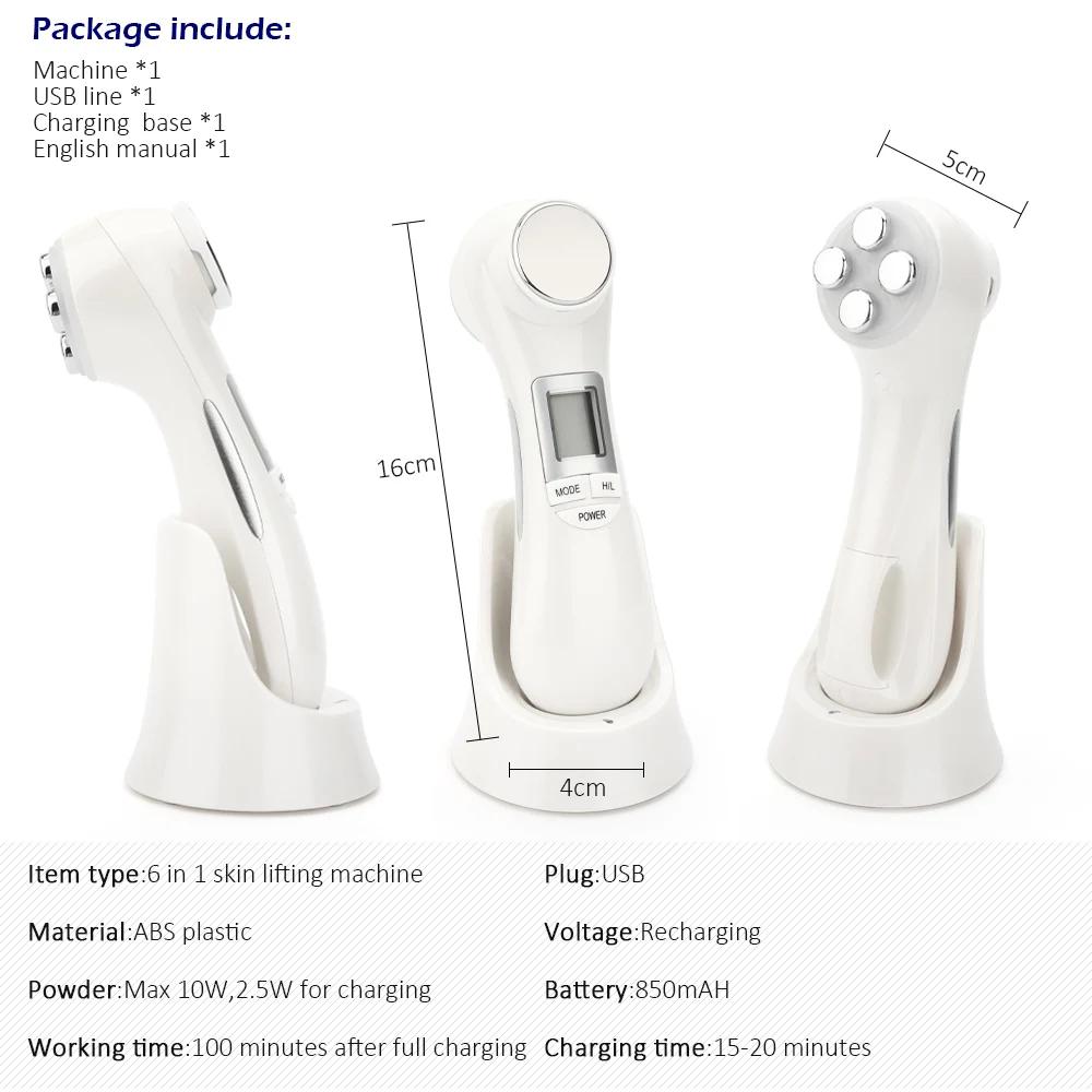 Goede 6 In 1 Gezicht Foton Rf Radio Frequentie Ems Mesotherapie Led Licht Therapie Microstroom Ultrasone Trillingen Gezicht Lifting Massager