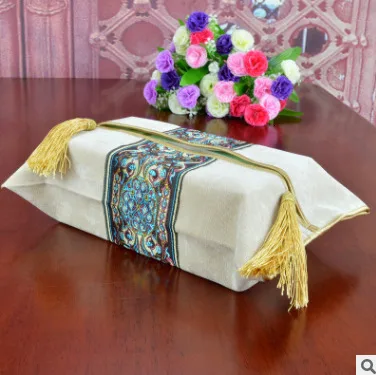 Beige Европейский стиль, коробка для салфеток с вышивкой, чехол для салфеток, Классический бумажный держатель, сумка для хранения, свадебная комната, автомобиль, отель, декоративная - Цвет: Beige
