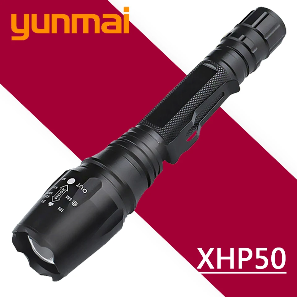 YUNMAI светодиодный тактический фонарик XHP50 V5 CREE XM L2 U3 поставляется из России