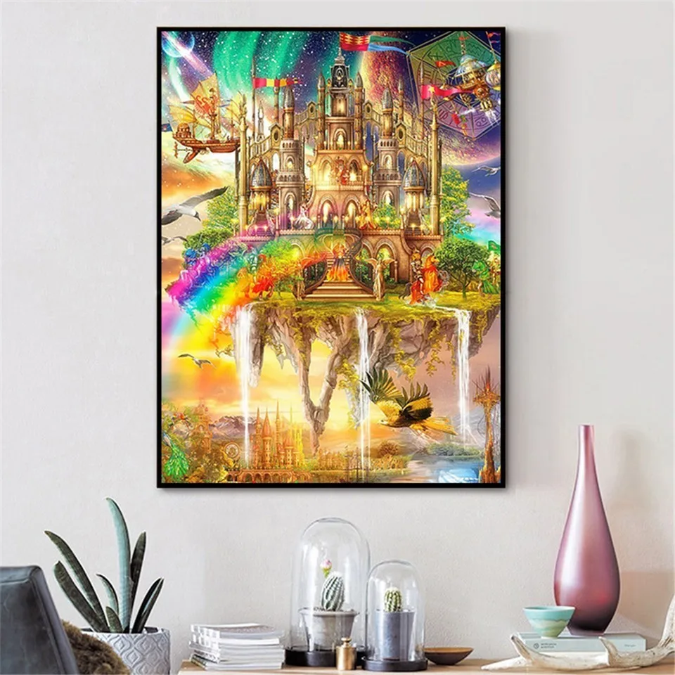 Алмазная вышивка AZQSD Замок бриллиантовая строчка картина Стразы ручной работы |