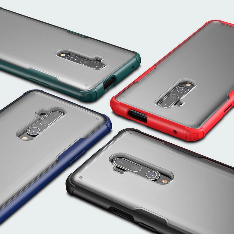 Противоударный защитный чехол для Oneplus 7T Pro 1 + мягкая рамка Прозрачный жесткий