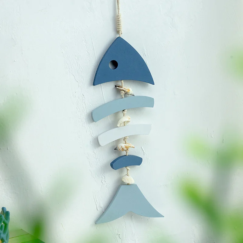 

Wooden Fish Decor Fish Ornament with Conch and Shells for Nautical Decoration Beach Ornaments Garden Decoration