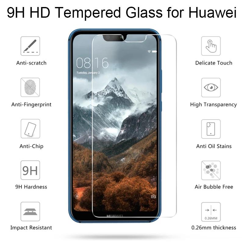 Защитное стекло 9H HD для Huawei P8 Lite 2017 P10 Plus Защита экрана P9 P20 Pro Light|Защитные стёкла и