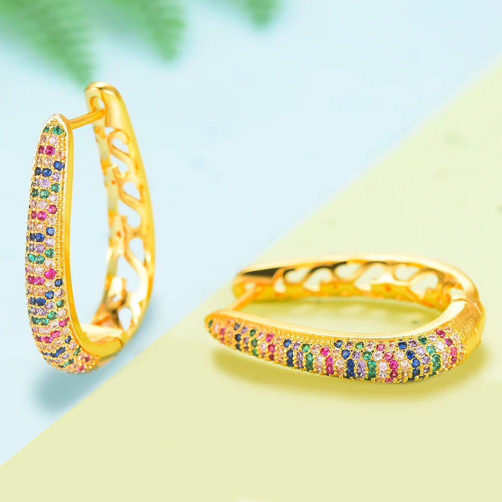 Женские крупные серьги кольца GODKI разноцветные массивные свадебные с