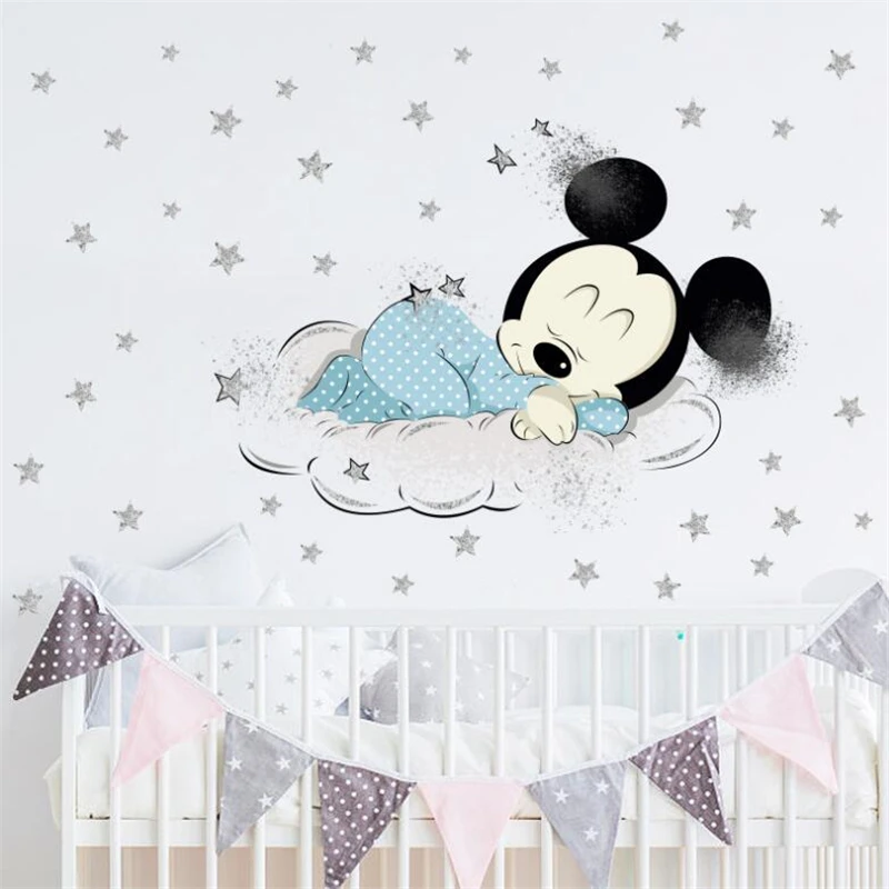 Cartoon Mickey Minnie wall stickers for kids room Princess Room Sticker Disney Movie Poster Bedroom decoration | Дом и сад