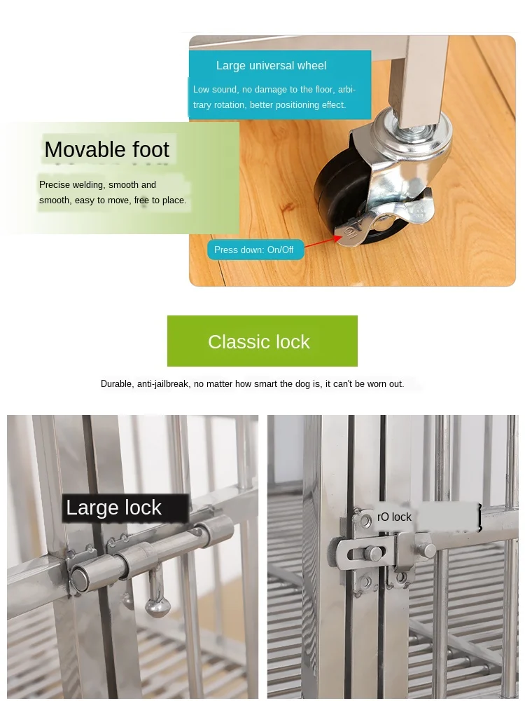 

Stainless Steel Dog Cage Small Medium And Large Dog Golden Retriever Extra Large Labrador Removable Clearance Cage