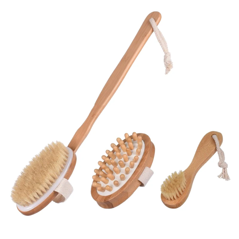 3 шт./компл. деревянная ручка с натуральной щетиной для ванны и душа тела щетка