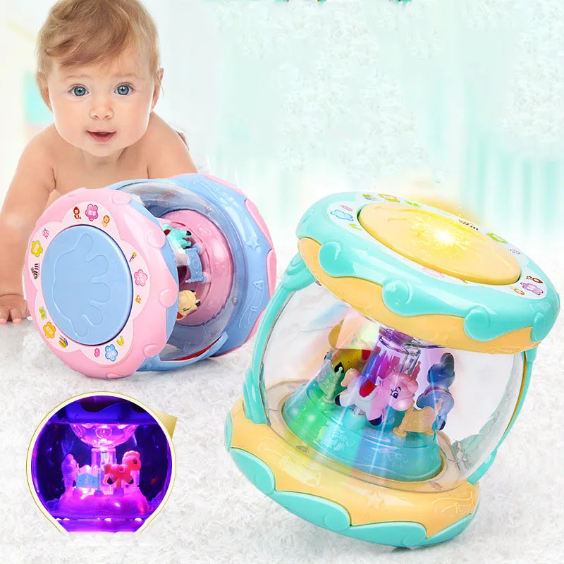 Детский ручной барабан детский вращающийся музыкальная головоломка для раннего