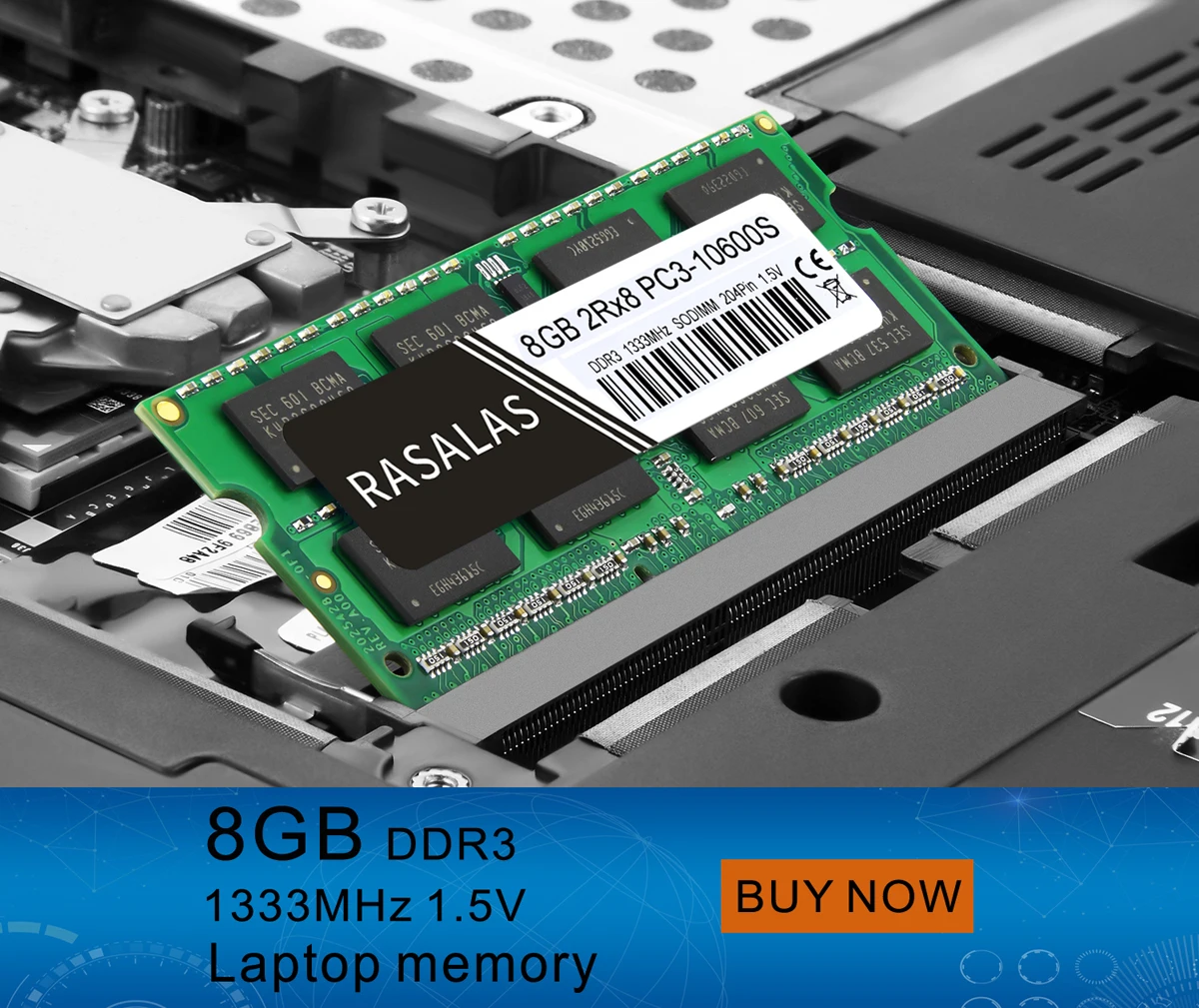 Rasalas 8GB 2Rx8 PC3-10600U DDR3 1333Mhz 1,5V 240Pin NO-ECC DIMM Настольный ПК Оперативная память синий