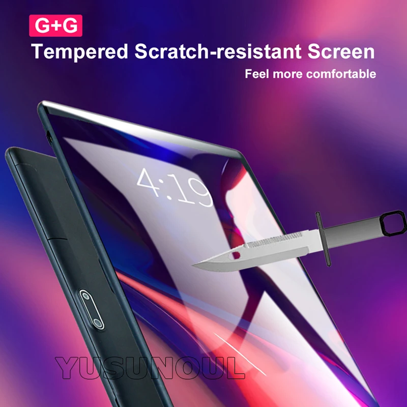 Планшет 10 дюймов 2020 закаленное стекло 2.5D 3G Android 9 0 4 ядра 32 ГБ ROM Wi-Fi GPS IPS 1 дюйма