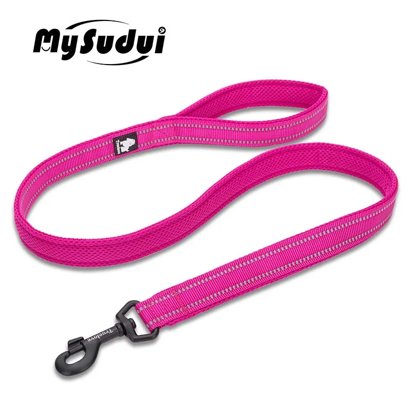 fuchsia MySudui Truelove, мягкая сетка, нейлоновый поводок для собак, светоотражающий нейлоновый поводок для прогулок, дрессировки собак, поводок для бега, поводок для собак домашних животных, 110 см, Прямая поставка - Цвет: fuchsia