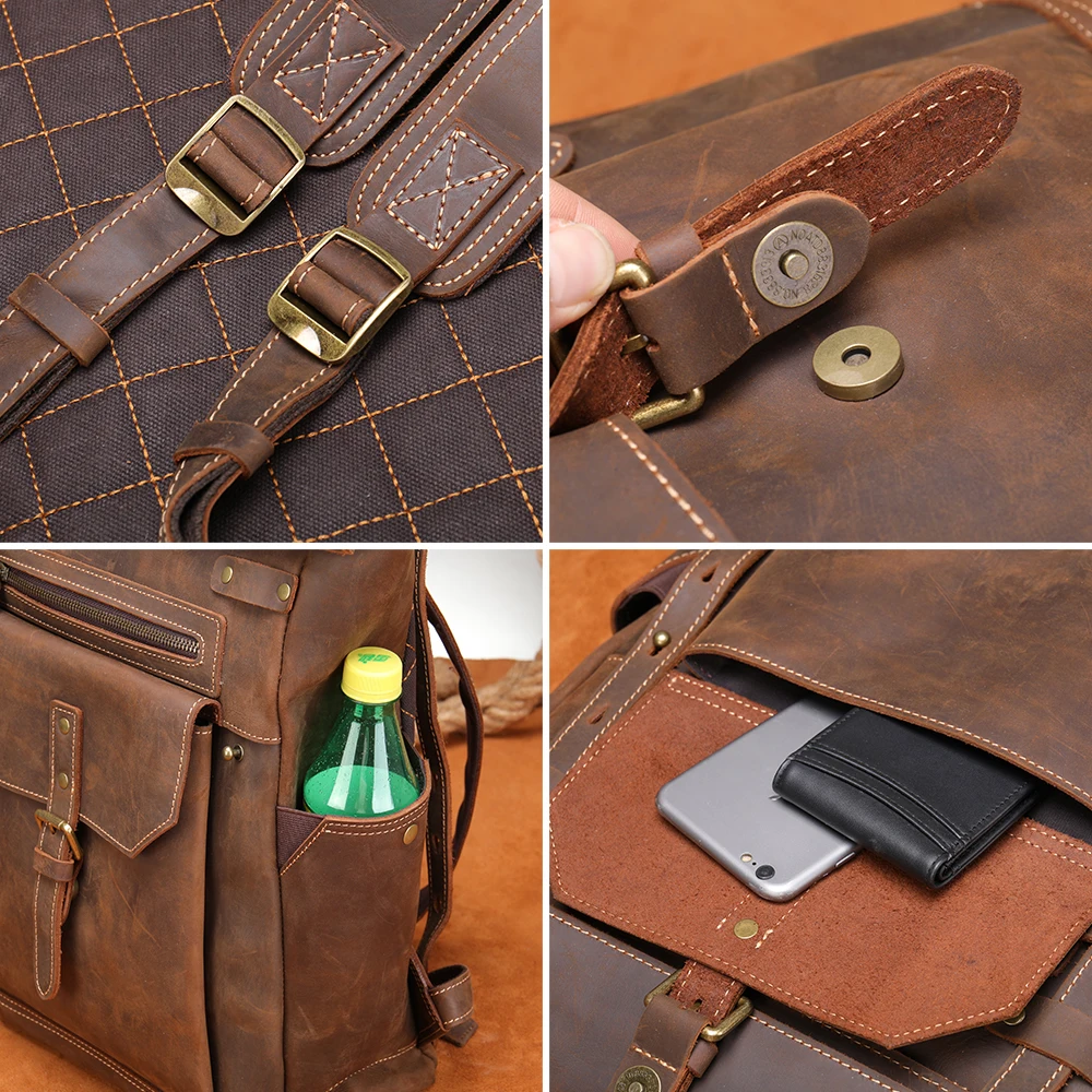 Винтажный кожаный рюкзак MVA для мужчин ноутбука 15 6 дюйма дорожная офисная сумка