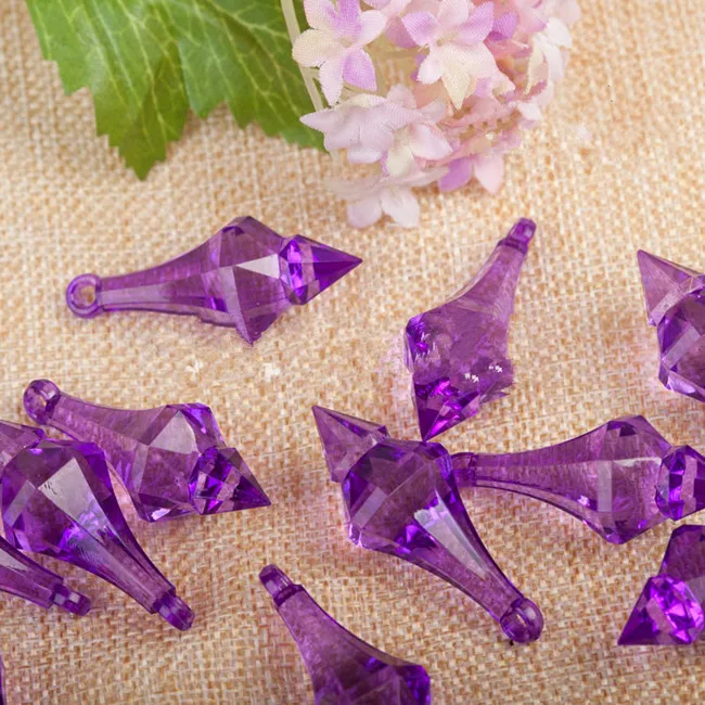 Purple 12 шт./лот, цветная подвесная люстра в виде ромба, акриловые хрустальные бусины для дома, сделай сам, украшение для свадебной вечеринки, 18*46 мм - Цвет: Purple