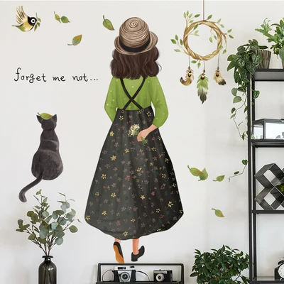 

Girls And Cats Living Room Wall Vinyl Decal Girl Bedroom Decoration Decor Decals Wall Papers DIY Home Decor Modern Room Stickers