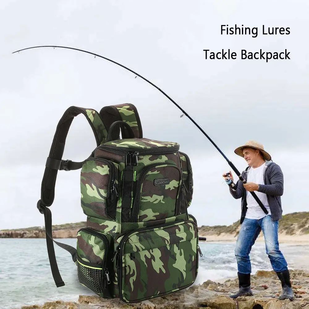 Lixada большая сумка для рыболовных снастей камуфляжная рюкзак хранения приманок