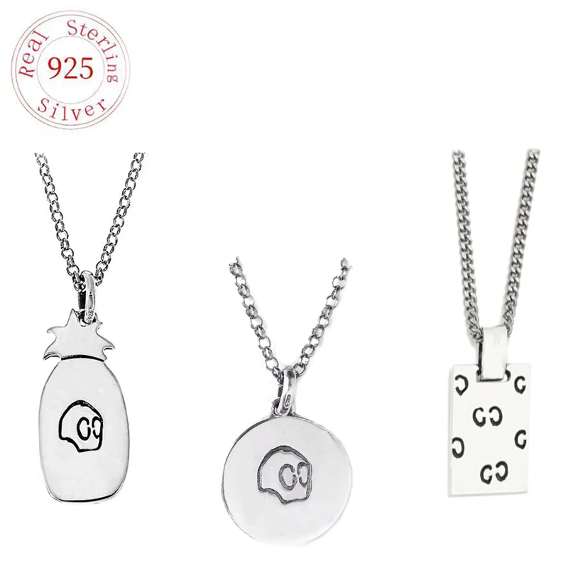 

Women's 925 Sterling Silver Guc Necklaces For Women Fashion Luxury Brand Jewelry Choker Couple Gifts