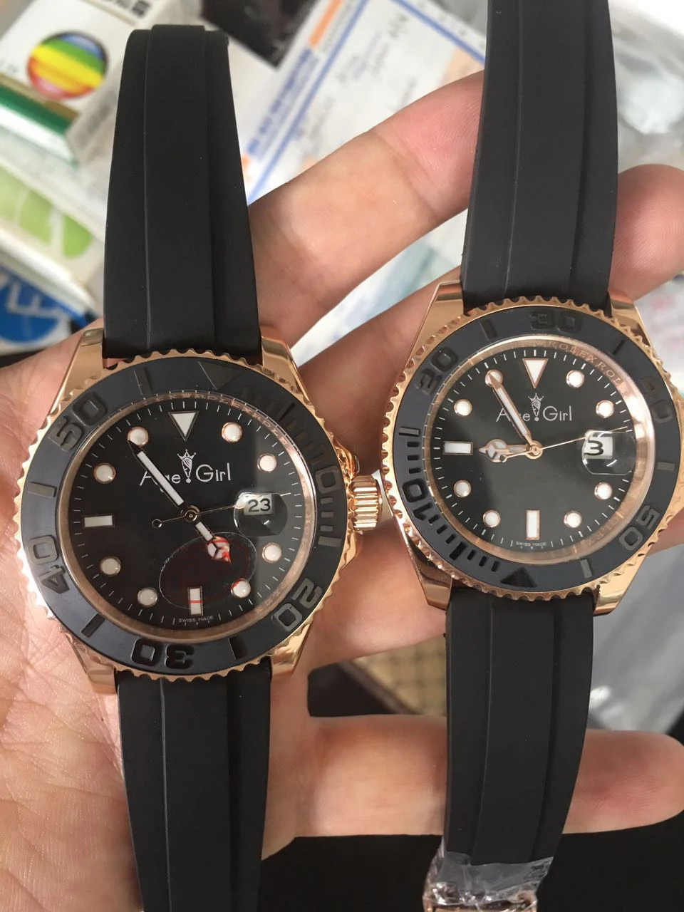 

Classic New Black Rubber Rose Gold Ceramic Bezel Men Watch Sapphire Glass Automatic Mechanical Gents Watches AAA+ Quality