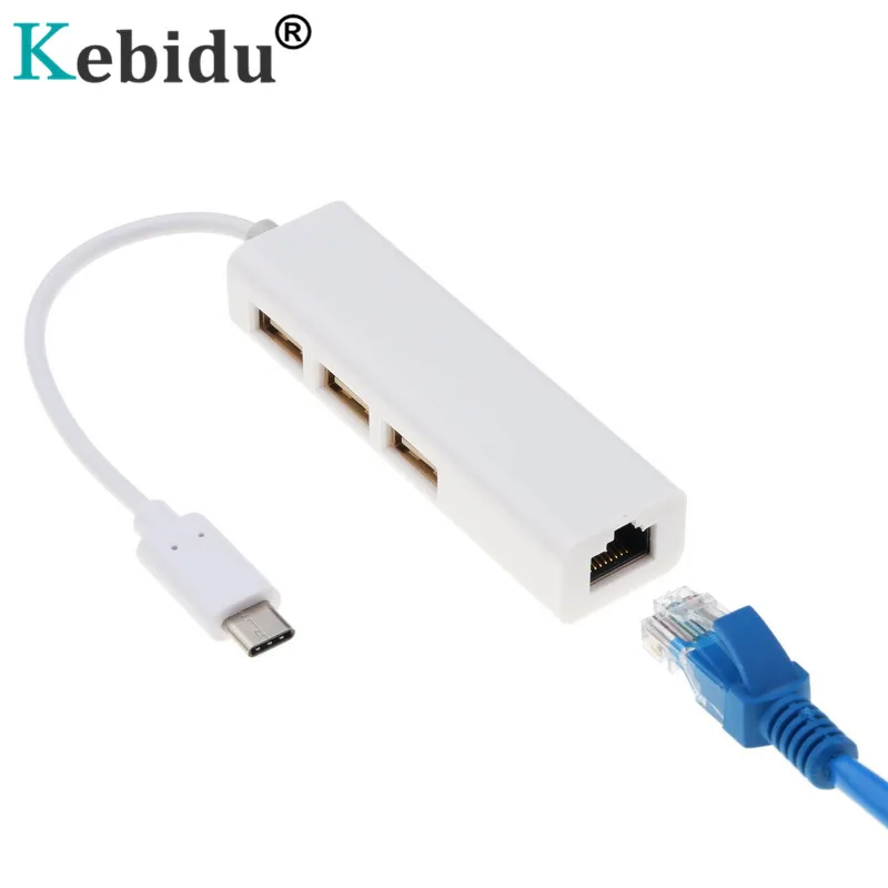 kebidu USB Type C HUBs To RJ45 Adapter Ethernet LAN Cable Network Card 3.1 2.0 Data Transfer for Macbook | Компьютеры и офис