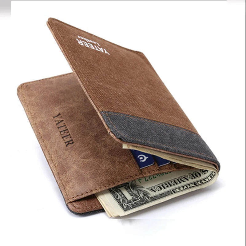 

Fashion Men's Wallets Denim Canvas Thin Men's small Wallet Men's Purses Short Mini Burse Male Money Purse Card Holder 878179