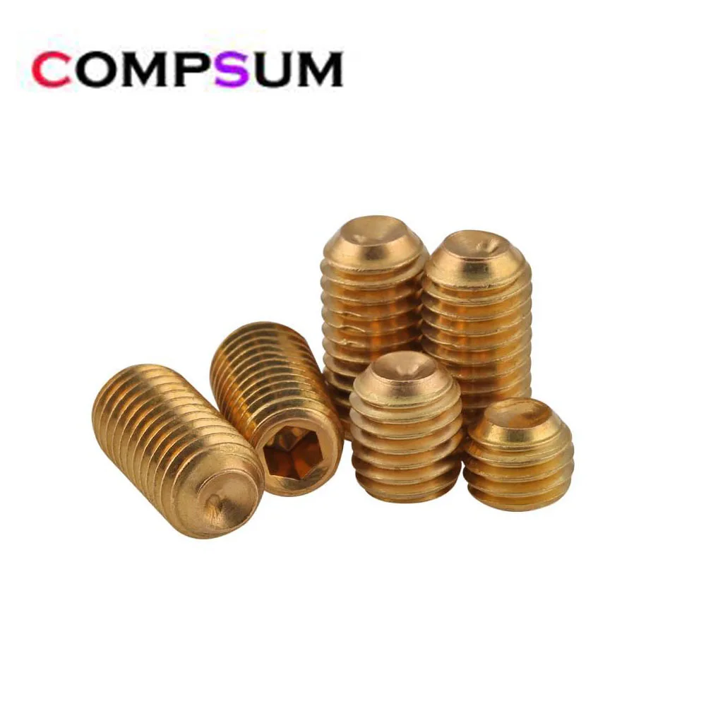 

Compsum Brass Hexagon Socket Set Screws With Cup Point Brass Grub Screw Bolts