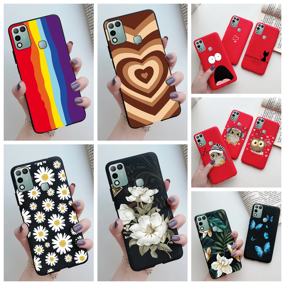 for infinix hot 10 play 10 lite case cute flower heart painted soft silicone phone case for infinix hot 10 play lite hot10 cover free global shipping