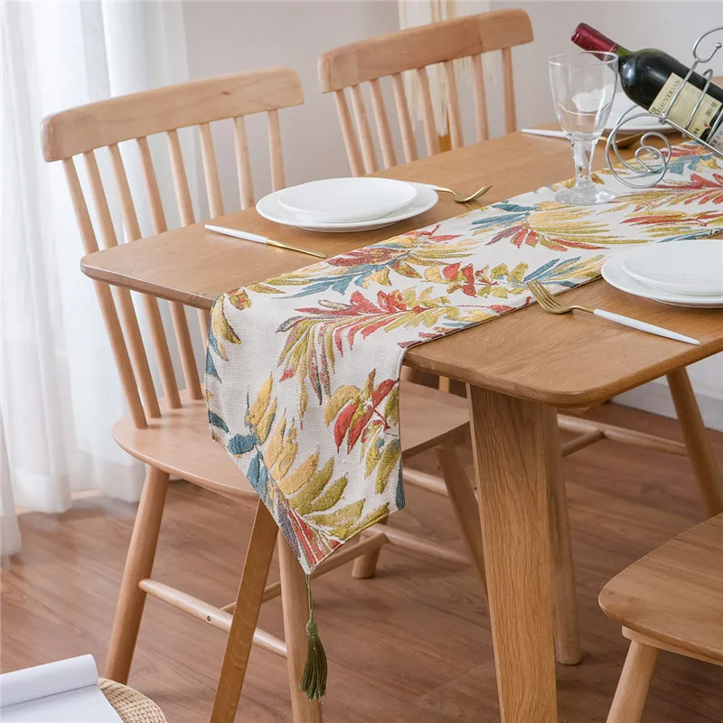 Жаккардовая скатерть в виде листьев флаг американском стиле синие листья