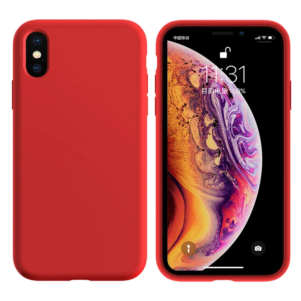 Red Силиконовый чехол для iPhone 11 Pro Max 11 Pro, высококачественный Официальный чехол для iPhone 7 8 Plus X XR XS Max 6 6 S, чехол EEMIA - Цвет: Red