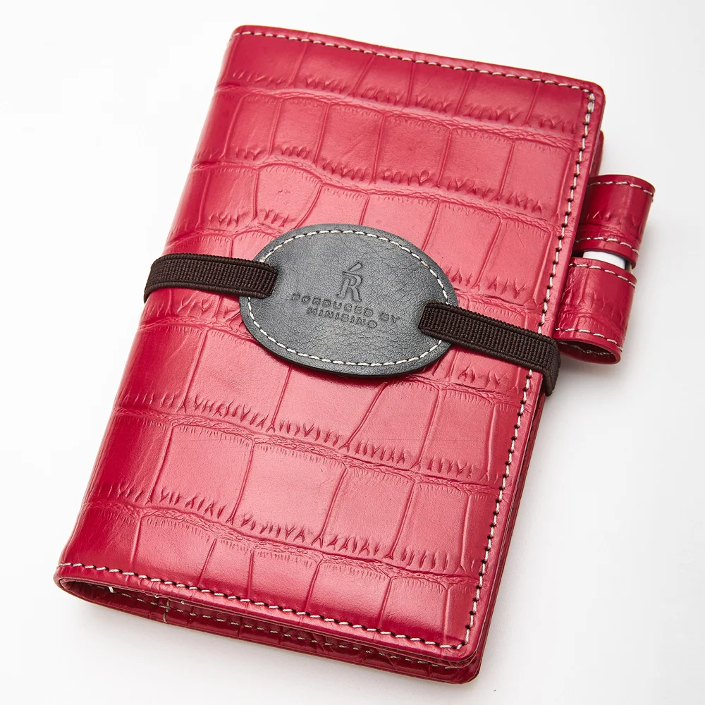 

Crocodile Leather A7 Planner Organizer 2022 Agenda Planner with Sliver Rings Journal Daily Plannner Notebook